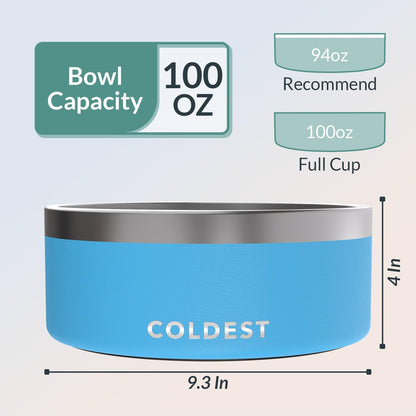 Coldest Dog Bowl - Anti Rust Metal, Non Slip, 3 Layers Insulated Stainless Steel Dog Bowls - Spill