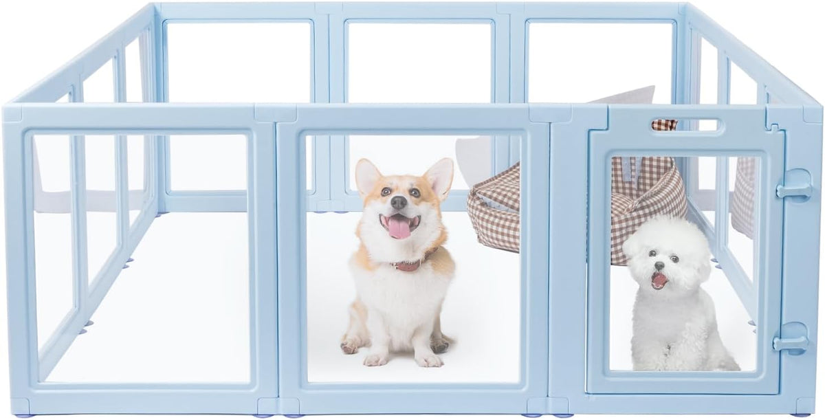 DIY Clear Acrylic Dog Playpen House,Quick Easy Assembly and Disassembly,Strong Floor Suction,Indoor