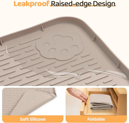 Dog Food Mat, Extra Large 40" x 28" Silicone Pet Feeding Mat for Small, Medium, and Large Pets
