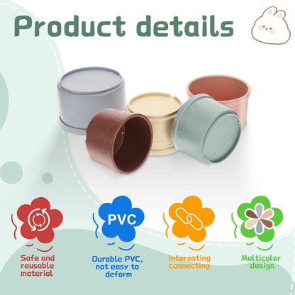 MEWTOGO 8 Pcs Stacking Cups for Bunny - Multi-Colored Reusable Rabbits Bunny Toys of Different