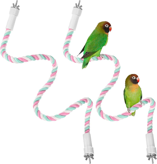 2-Pack Rope Perches for Bird Cages, 31.5 in Length Comfort Grip Flexible Rope Perch Beak & Paw