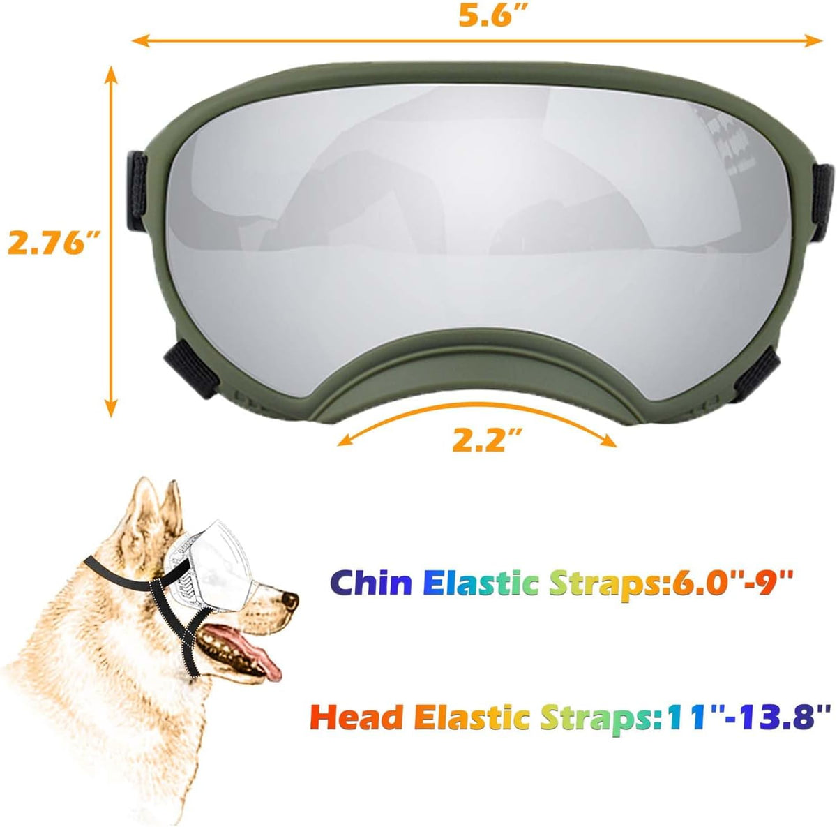 Medium Dog Sunglasses with Adjustable Strap UV Protection, Winproof Dog Puppy Sunglasses, Suitable