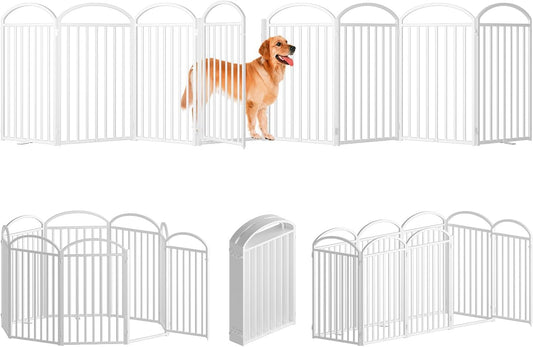 8 Panles Full Matel Freestanding Dog Gates with Door, 192"Extra Wide 36"Tall Free Standing Dog Pet