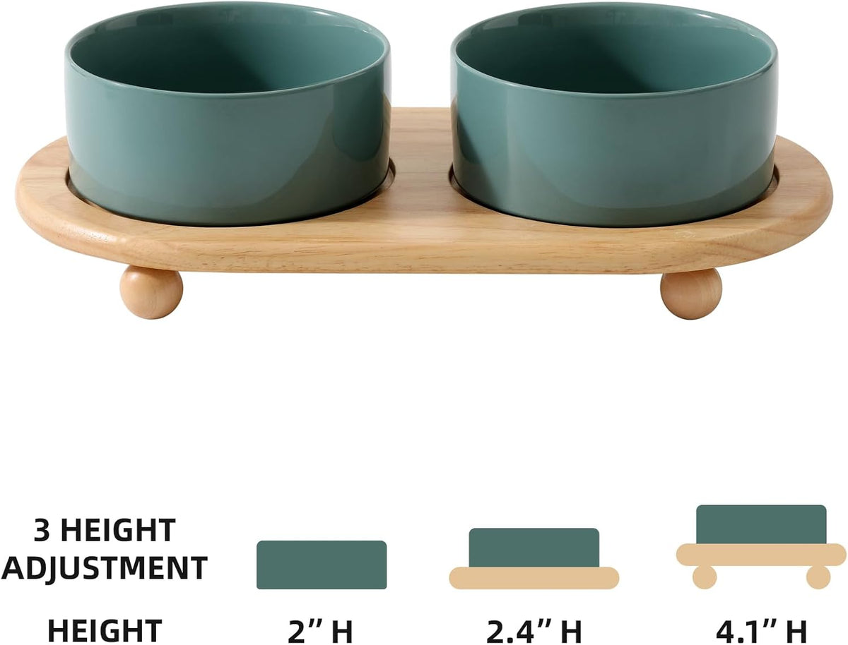 Ceramic Elevated Dog Bowls, Food and Water Bowls for Dogs, Puppy, Raised Dog Dish, Pet