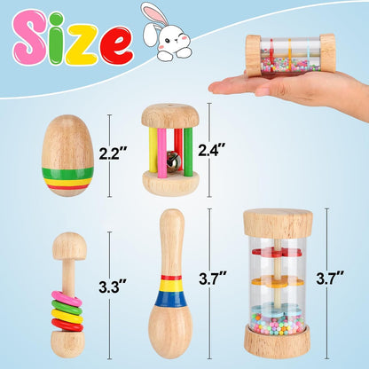 MEWTOGO 5 Pcs Wooden Bunny Toys - Safe Rabbit Toys, Multi-Colored Bite-Resistant Guinea Pigs Toys