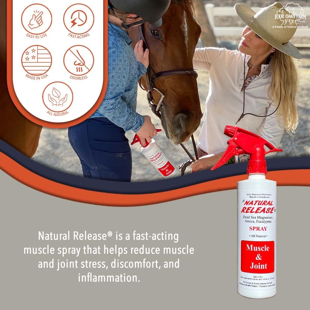 Natural Release Muscle Spray Treatment - Horse Liniment for Sore Muscles, Joint Pain, Tendon &