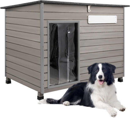 43.3" L Dog House Outdoor for Large Breeds Dogs Anti Chewing Iron Frames Dog Kennel Wooden Pet