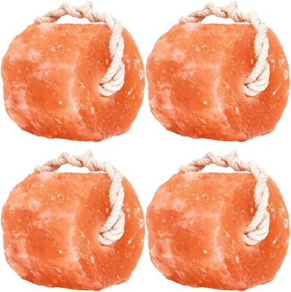Himalayan Mineral Salt Block on Rope Pack of 4 (3lbs each) – 100% Organic Pink Salt Lick for Horses