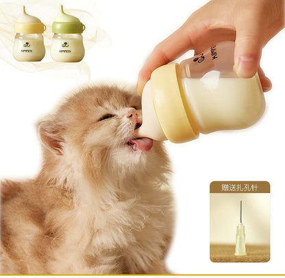 Silicone Kitten Nursing Bottle - Feeding Bottle with Nipples for Newborn Kittens, Puppies, & Small