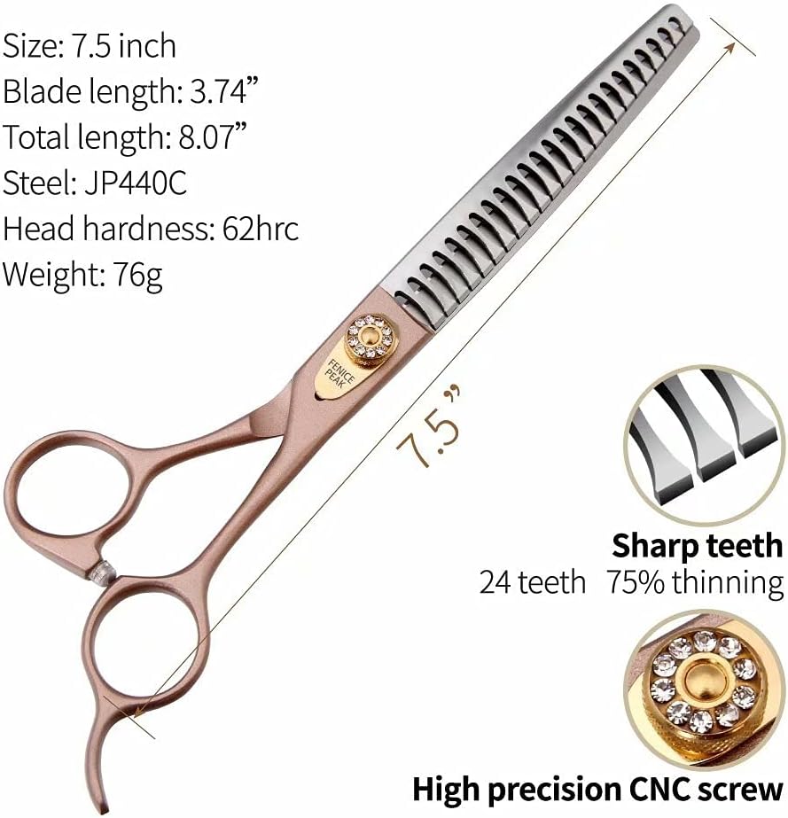 Fenice Peak Thinning Shears for Dogs and Cats Pet Grooming Scissors Chunkers Shears 440C Stainless