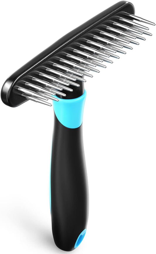 Deshedding Brush - Undercoat Rake for Dogs, Cats, Matted, Short, Long Hair Coats - Double Row