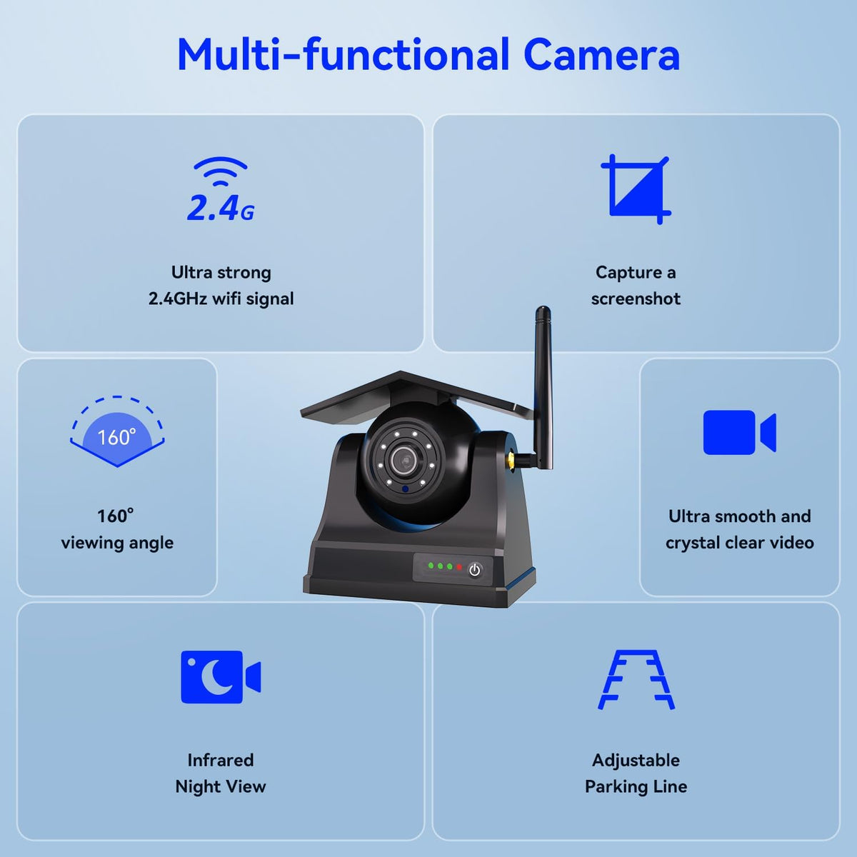 Magnetic Solar Wireless Backup Camera, 10000mAh Rechargeable Battery Powered Reversing Camera