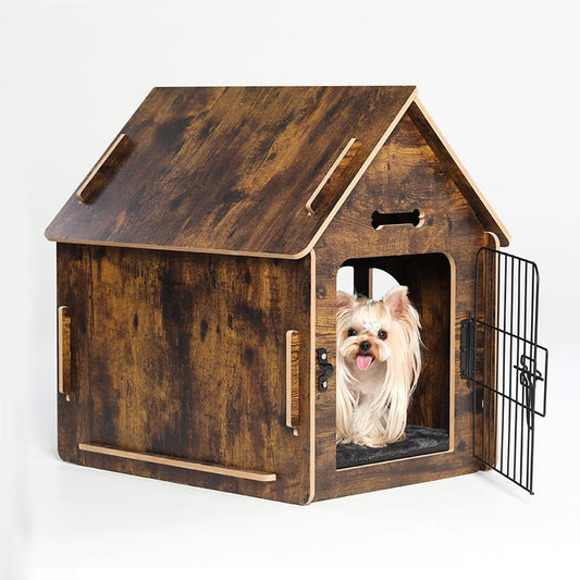 Dog House Indoor for Small Dogs or Cats, Cozy Wooden Design, Small Indoor Bed House, with Air Vents