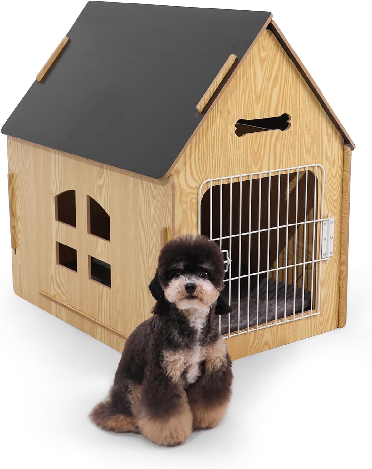 Dog House Indoor for Small Dogs or Cats, Cozy Wooden Design, Small Indoor Bed House, with Air Vents