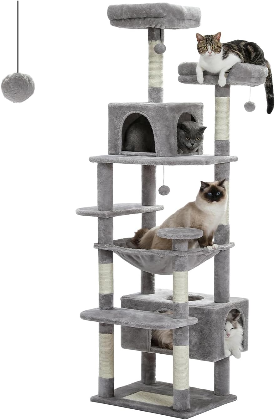 PAWZ Road Large 72 Inch Cat Tree and Tower for Indoor Cats - With Sisal-Covered Scratching Posts