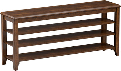 Shoe Bench Storage Rubberwood with Leather Cushion for Entryway Bench Ideal for Hallways Shoe Rack