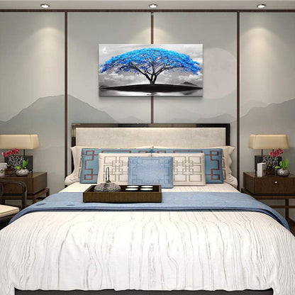 canvas wall art for living room bathroom Wall Decor Black and white landscape Blue tree moon