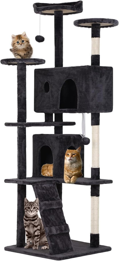 FDW Cat Tree 70in Cat Tower Multi-Level Durable Cat Scratching Post & Cozy Fun Cat Jumping Platform