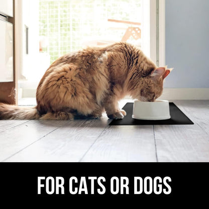 GORILLA GRIP 100% Waterproof Raised Edge BPA Free Silicone Pet Feeding Mat, Dog Cat Food Mats