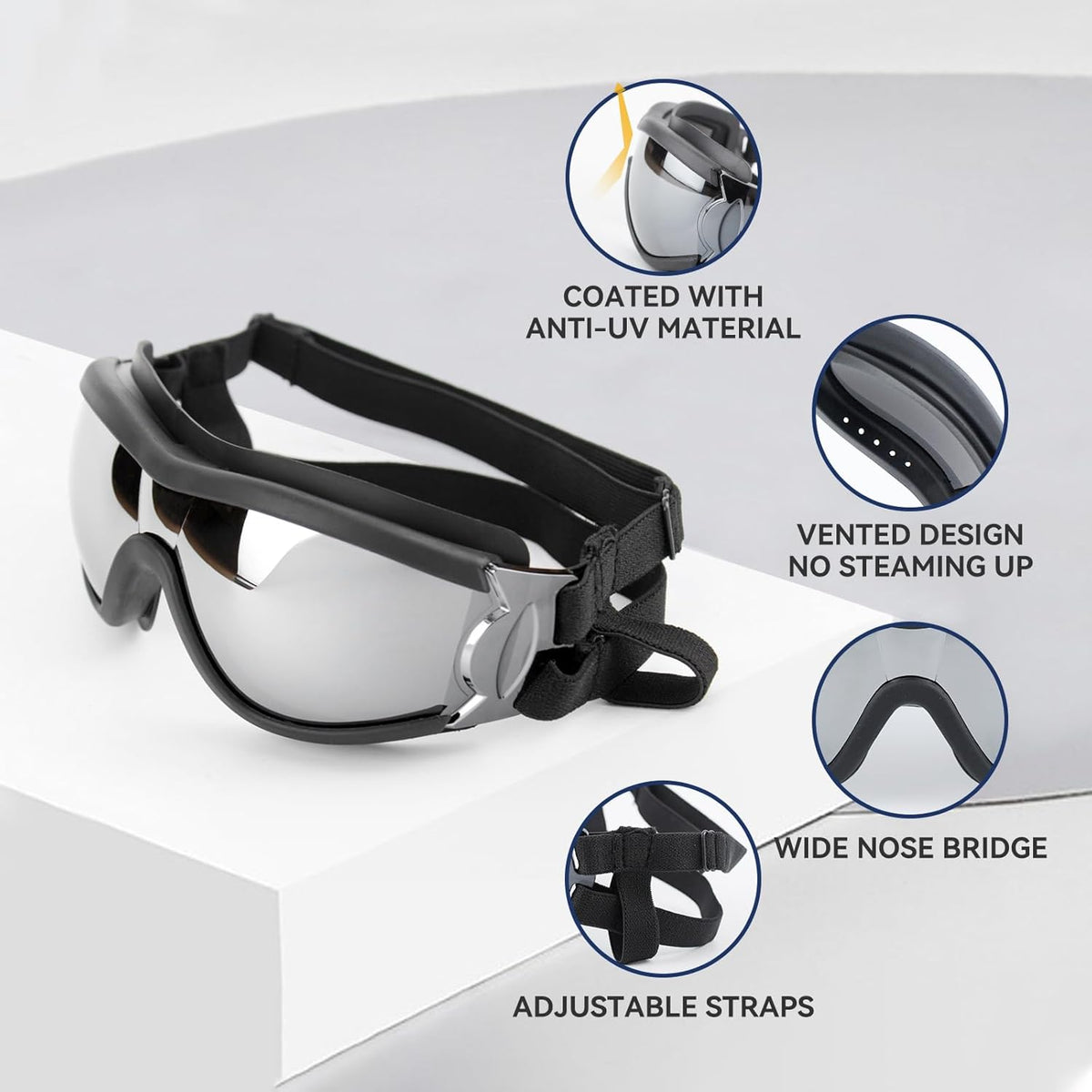 Dog Goggles Dog Sunglasses for Medium to Large Breed Anti-UV Eye Protection with Adjustable Straps