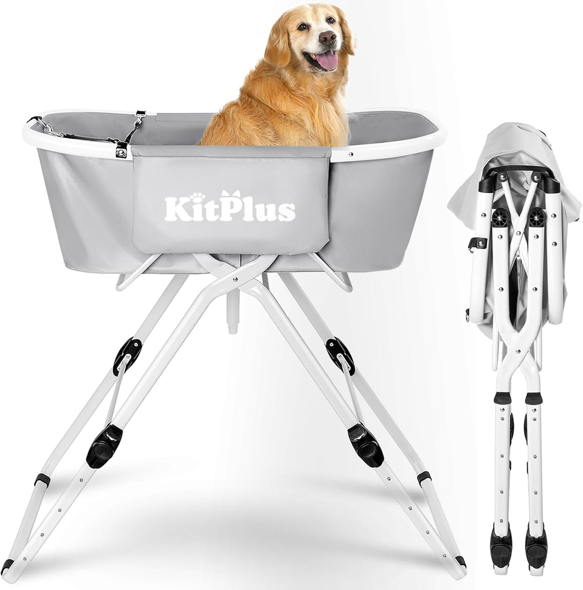 Elevated Dog Bathtub, 5 Height Adjustable Portable Dog Wash Station for Small to Large Pets