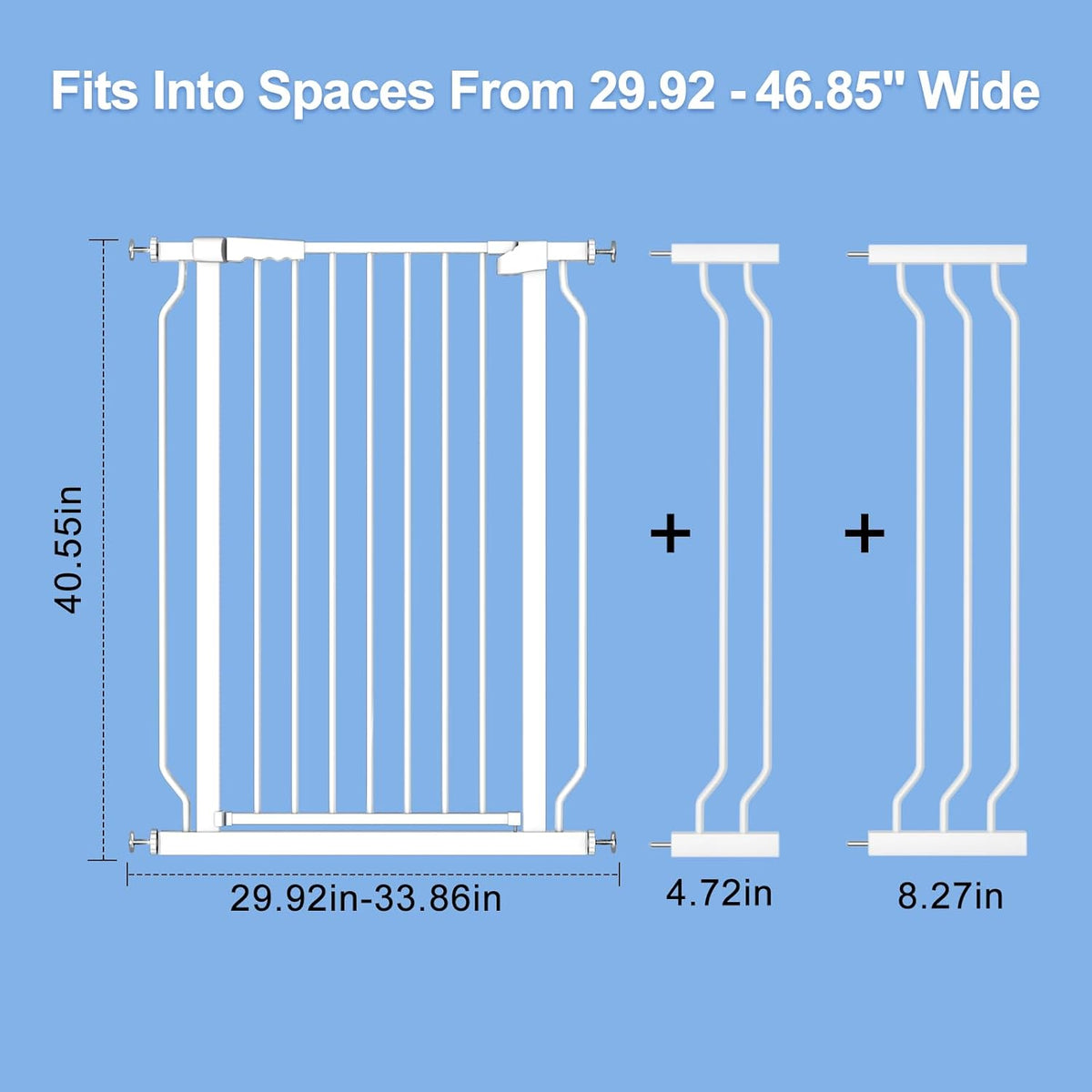 WAOWAO Extra Tall 40.55" Baby Gate 29.92-46.85" Wide Pressure Mounted Walk Through Swing Auto Close