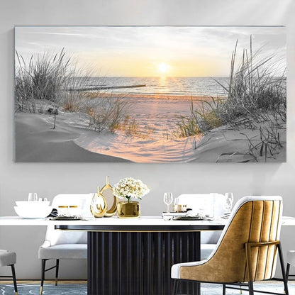 Yxbhhym-Beach Wall Art Prints Sunset Black and White Wall Art Coastal Wall Decor Ocean Picture for
