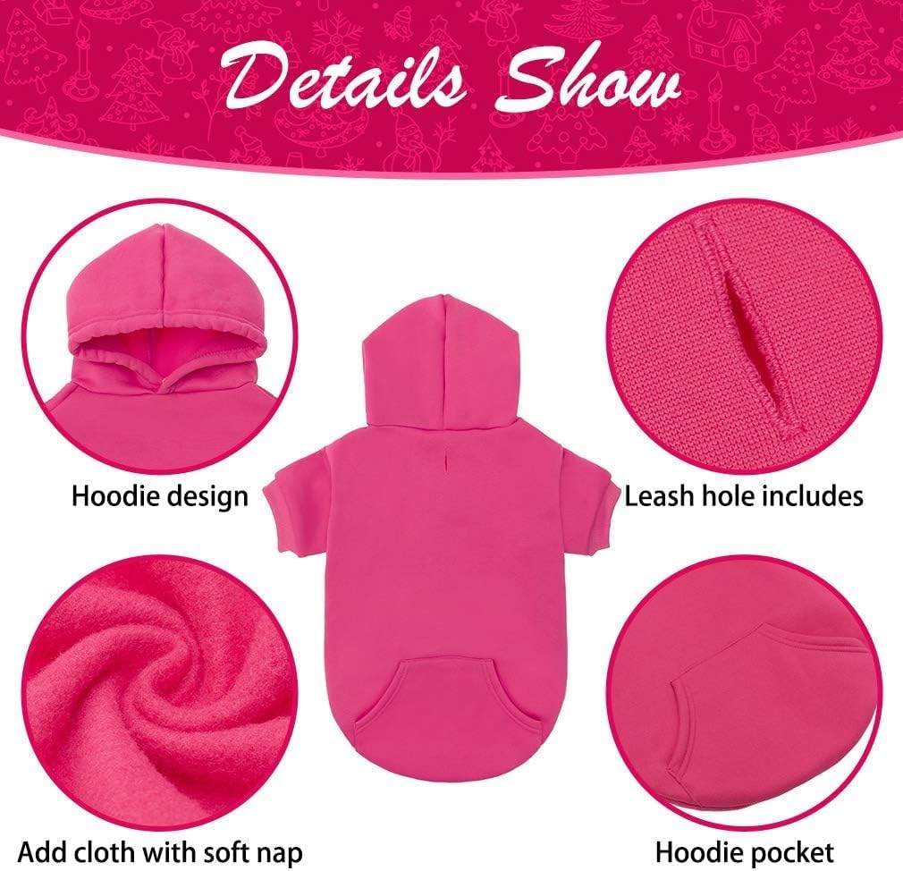 KOOLTAIL Basic Dog Hoodie - Soft & Warm Dog Hoodie Sweater with Leash Hole and Pocket, Dog Winter