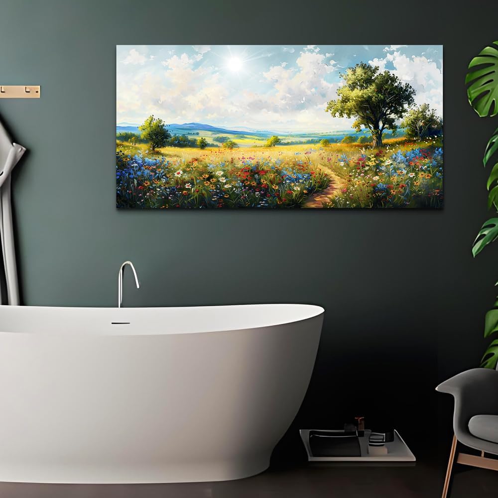 hyidecorart Nature Field Scenery Abstract Painting Framed Wall Art For Living Room Bedroom Wall