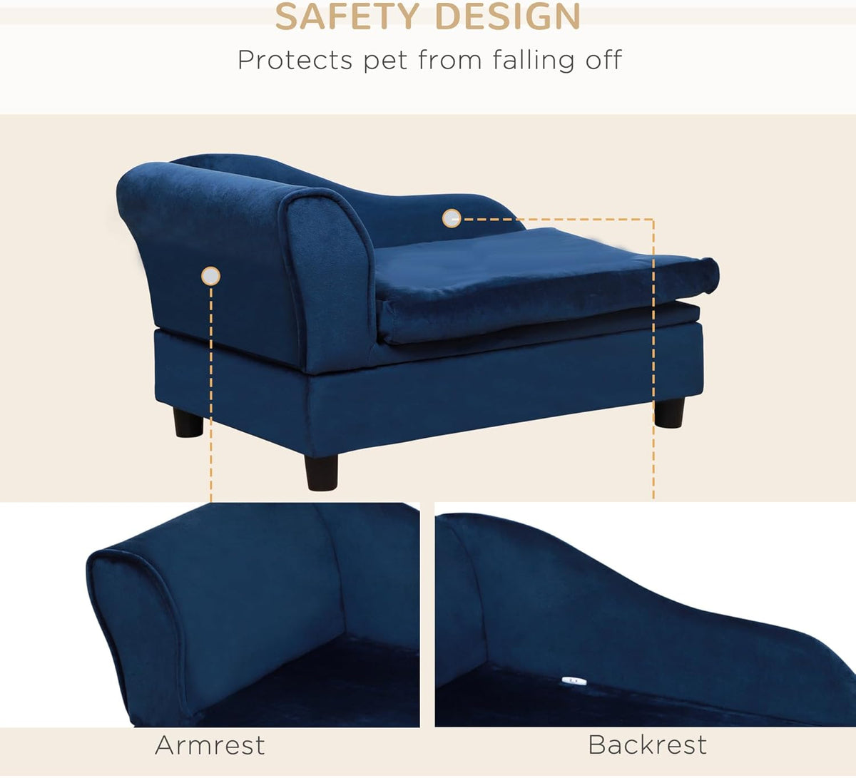 PawHut Luxury Fancy Dog Couch with Hidden Storage, Small Dog Sofa Bed with 2" Soft Foam, Modern Pet