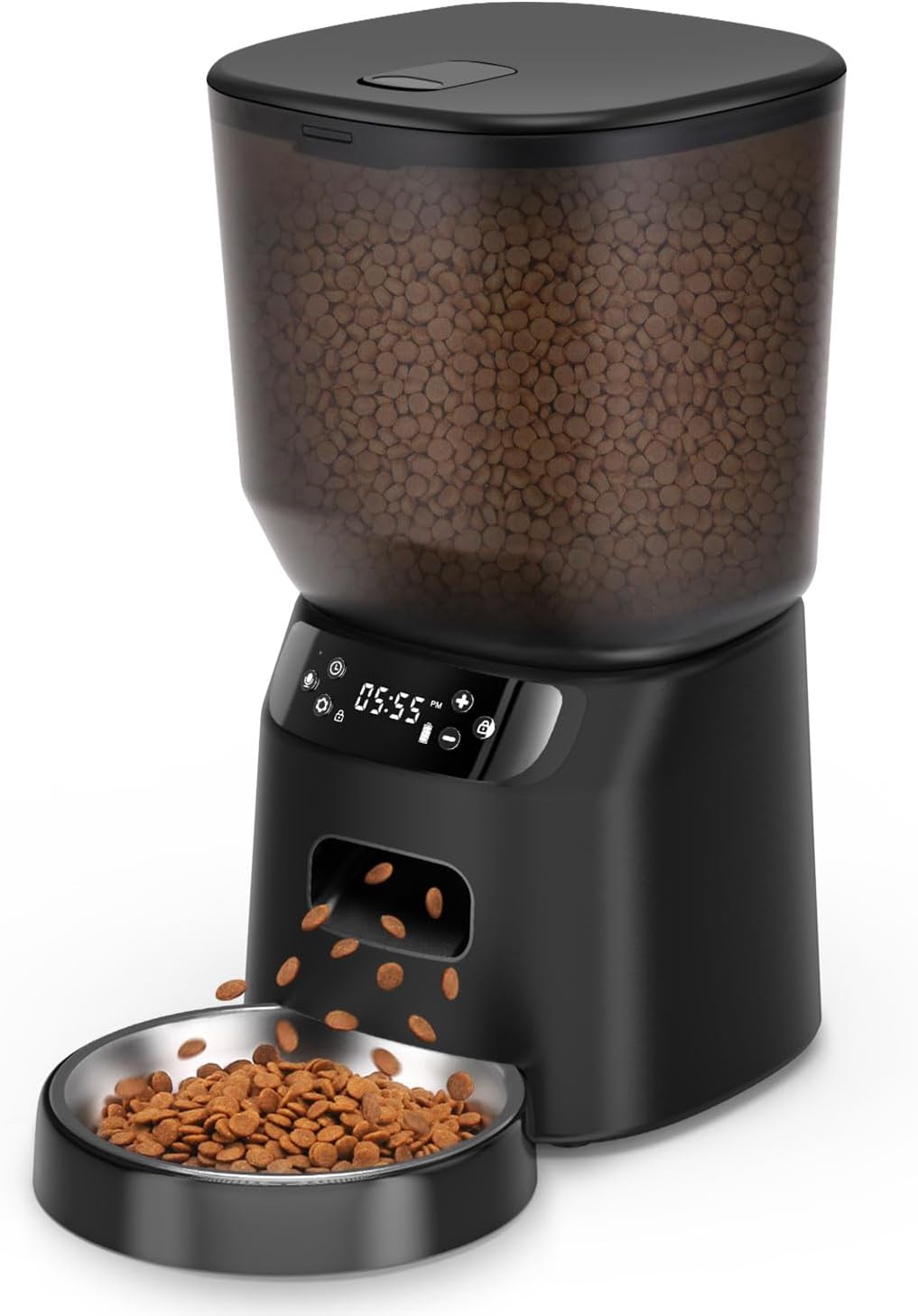 Automatic Cat Feeder, Cat Food Dispenser with Stainless Steel Bowl, Timed Portion Control 20