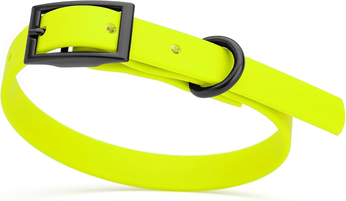 Dogline Biothane Waterproof Dog Collar Strong Coated Nylon Webbing with Black Hardware Odor- Proof