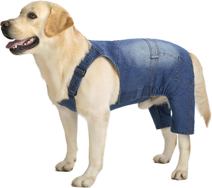 Classic Dog Jeans Overall for Medium Large Dogs,Pet Denim Jumpsuit Onesies Clothes Costumes for