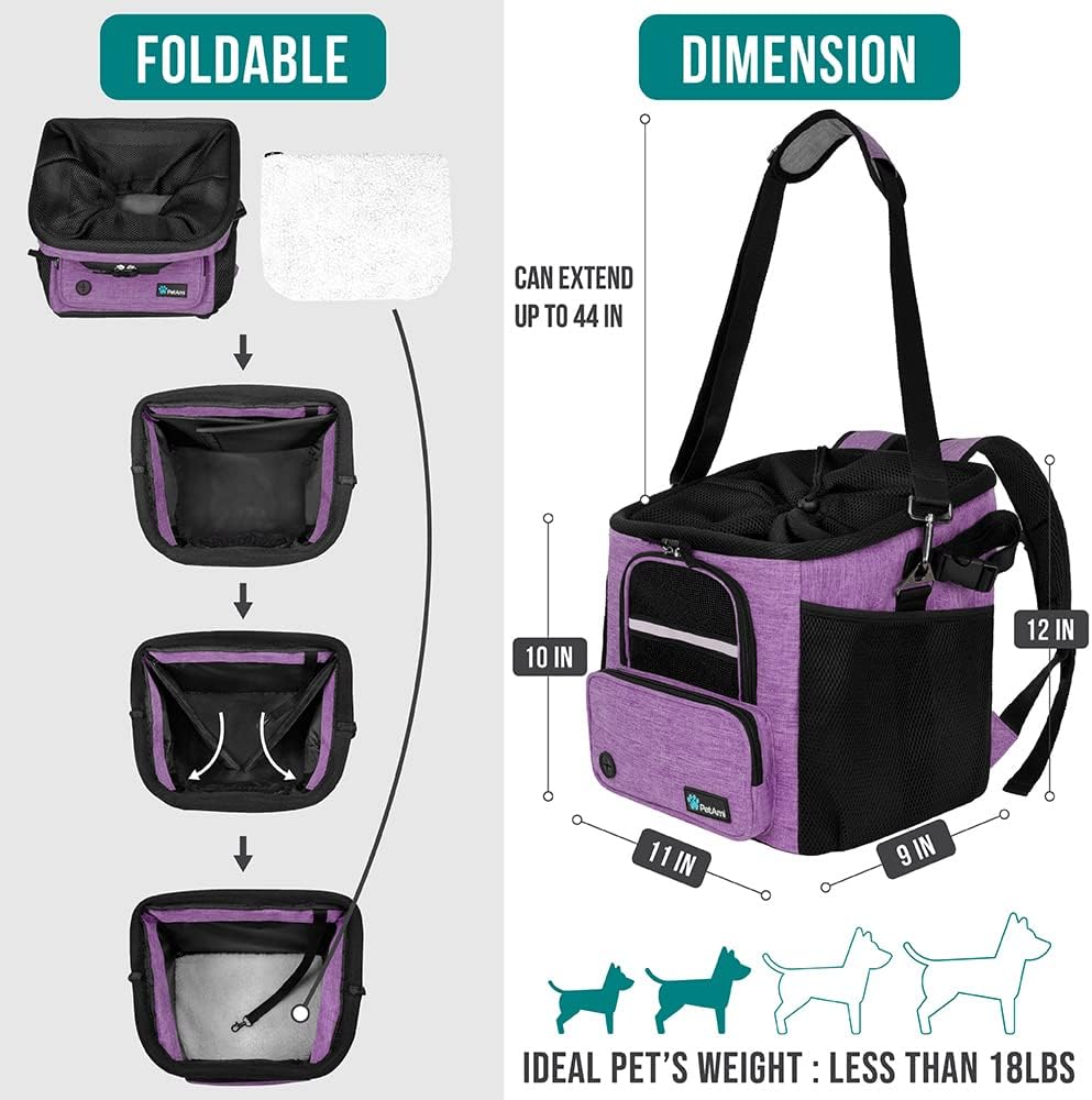 PetAmi Dog Bike Basket, Soft-Sided Ventilated Dog Bike Carrier Backpack, Pet Bicycle Basket for