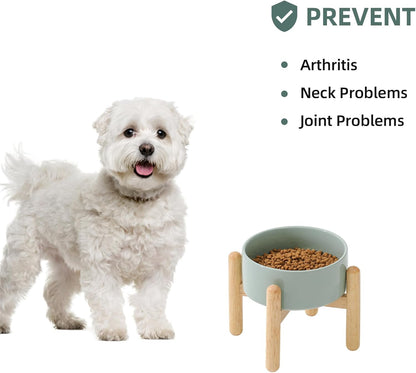 Ceramic 6.1inch Raised Dog Bowl with Stand for Small and Medium Dog Dish Pet Food and Water Bowl