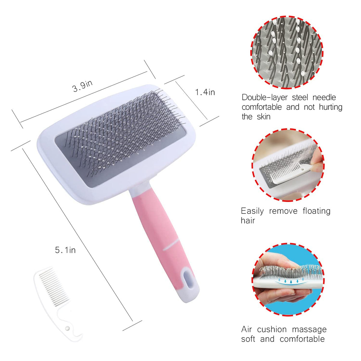 Small Animal Pet Grooming Kit with Pet Shedding Slicker Brush, Bath Massage Glove, Pet Grooming