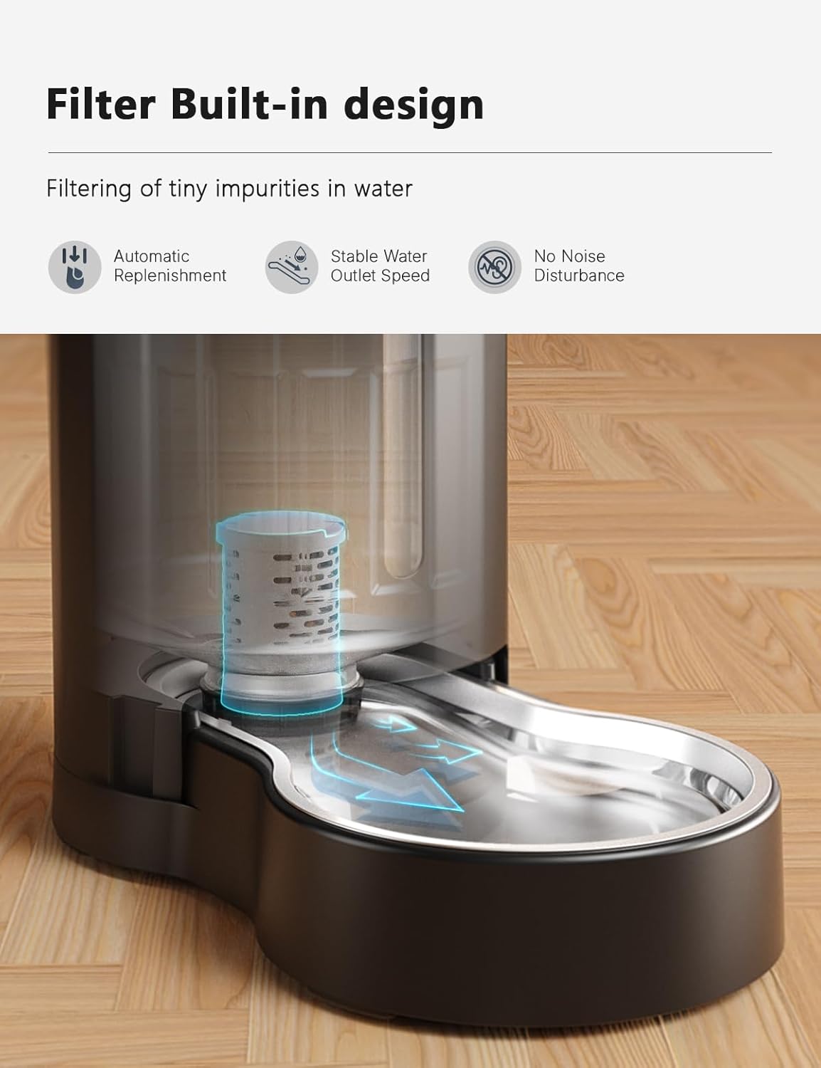 CZPET Automatic 7L FilterDog and Cat Water Dispenser with Stainless Steel Bowl Gravity