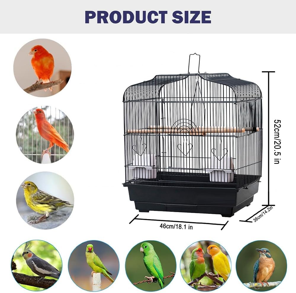 Travel Bird Cage 20.5×18.1×14.2in Portable Birdcage with Handle and Perches for Small Parrots