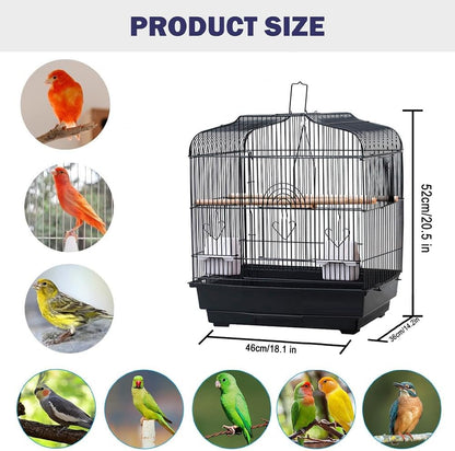 Travel Bird Cage 20.5×18.1×14.2in Portable Birdcage with Handle and Perches for Small Parrots