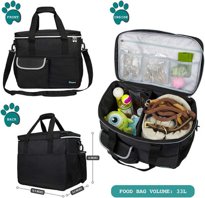 PetAmi Dog Travel Bag - Organizer with Food Container, Bowls & Accessories for Weekend Camping, Cat