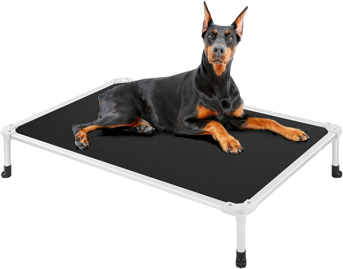 Veehoo Chew Proof Elevated Dog Bed - Cooling Raised Pet Cot - Silver Aluminum Frame and Durable
