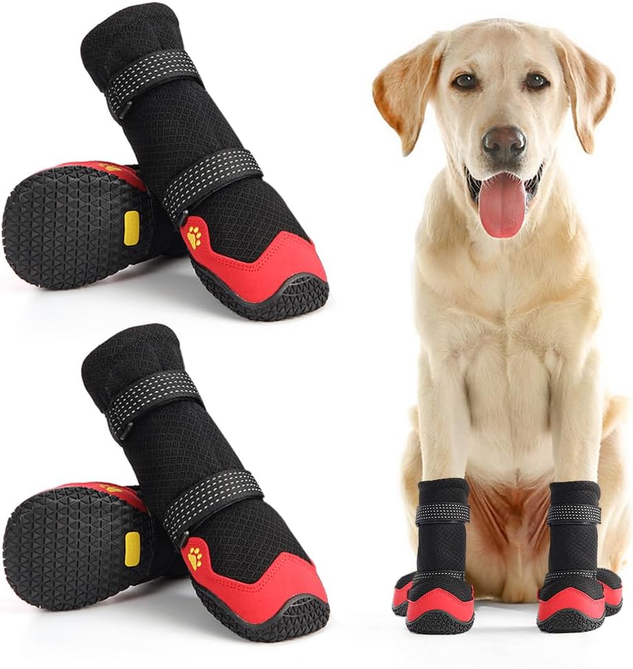Dog Shoes for Hot Pavement Anti-Slip Dog Boots Waterproof Dog Shoes for Small to Large Dogs with