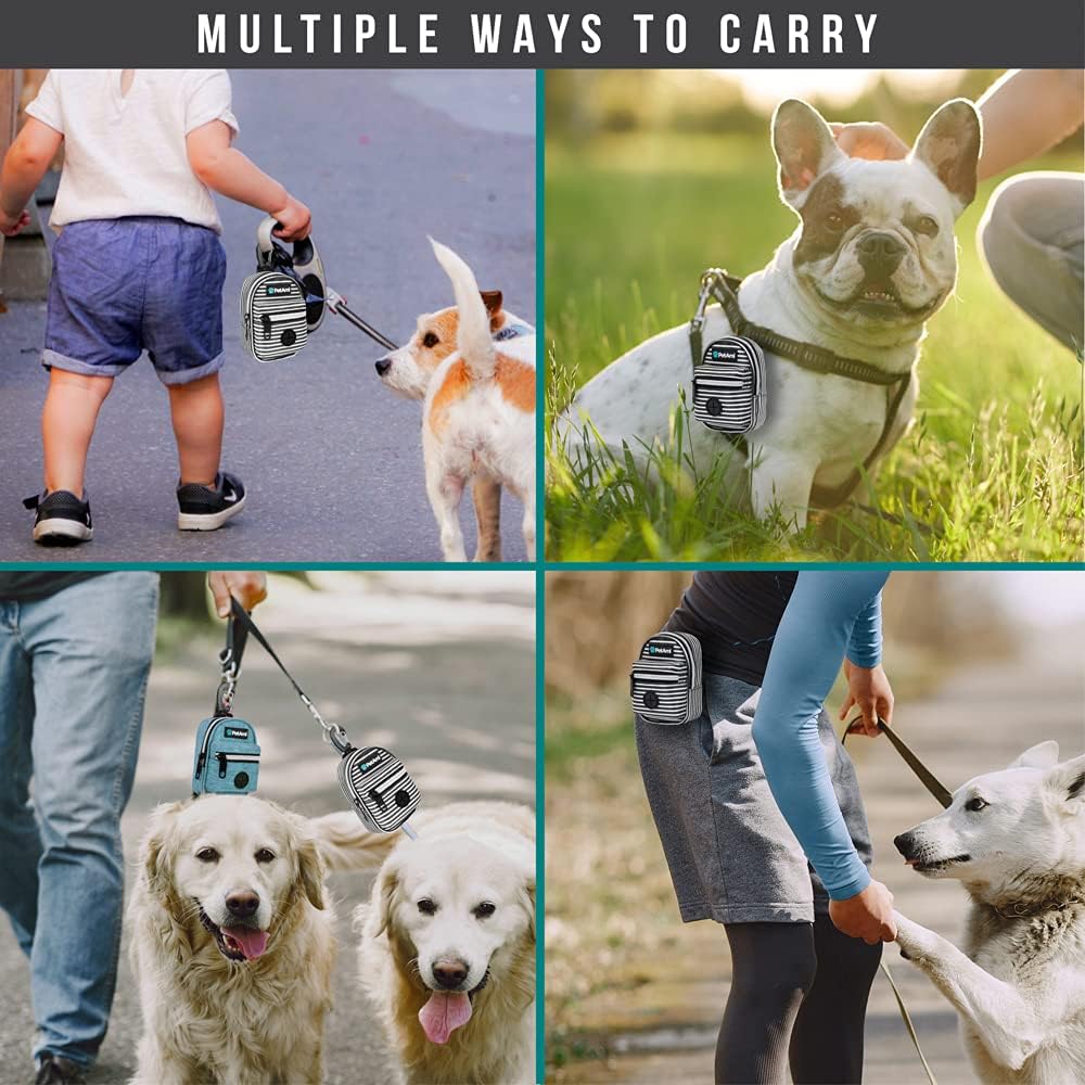 PetAmi Dog Poop Bag Holder for Leash, Dog Pet Waste Bag Dispenser For Poop With Clip, Doggy Puppy