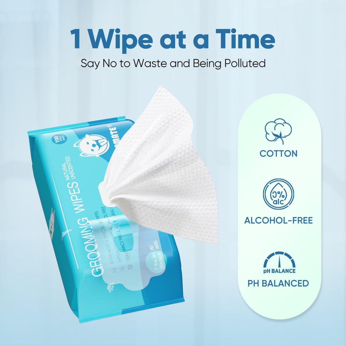 All Natural Pet Grooming Wipes, 100 Fresh Counts, Extra Moist & Thick, Natural Wipes for Dogs &