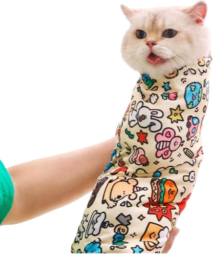 MANON ROSA Cat Grooming Wrap – Self-Adherent Anti-Scratch Swaddle Restraint Bag for Nail Cutting