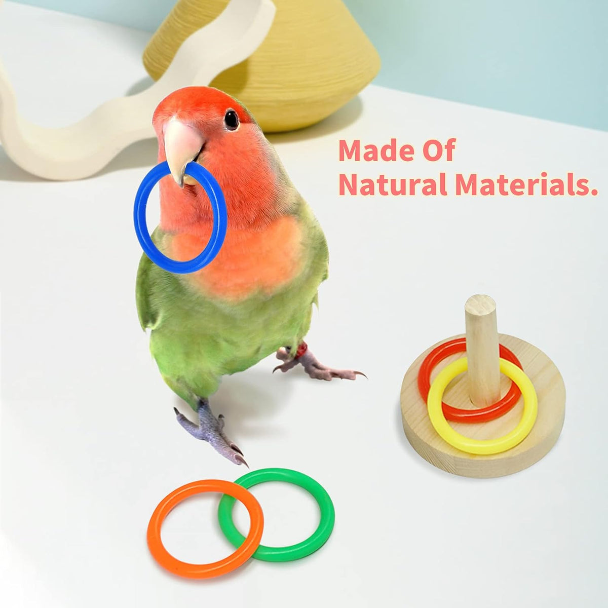 Bird Toys For Parakeets,5pcs Parrot Toys Set （Include Bird Basketball Toy、Bird Skateboard、Bird