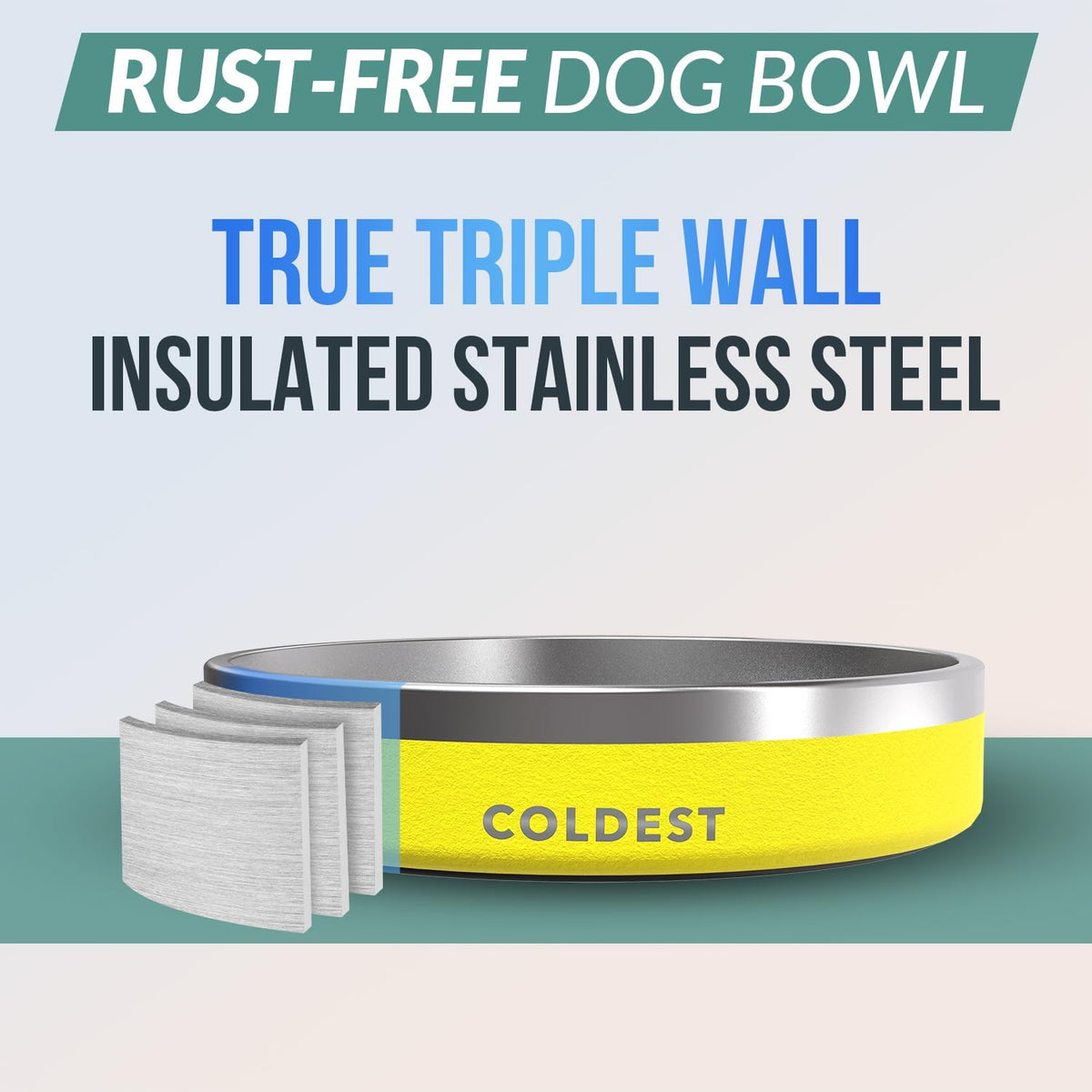Coldest Dog Bowl - Anti Rust Metal, Non Slip, 3 Layers Insulated Stainless Steel Dog Bowls - Spill