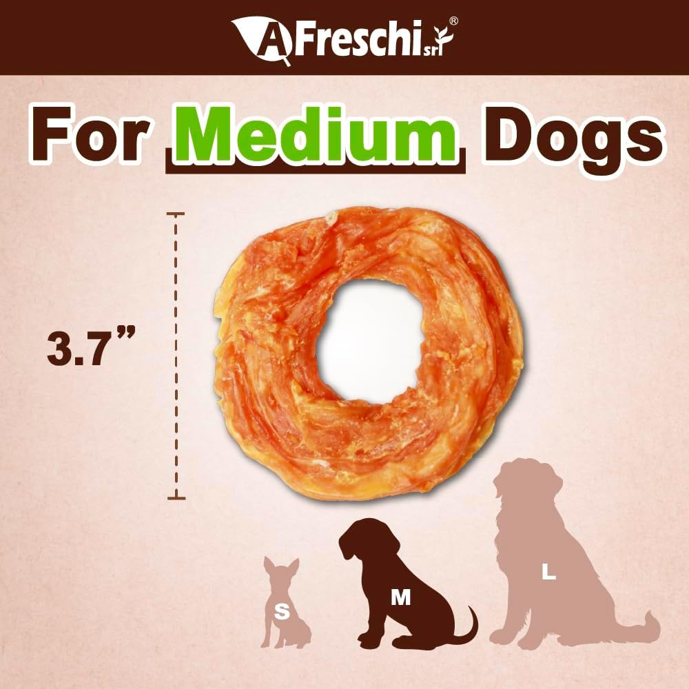 Afreschi Natural Turkey Tendon Ring (M) Pack of 2, Dog Treats for Signature Series, All Natural