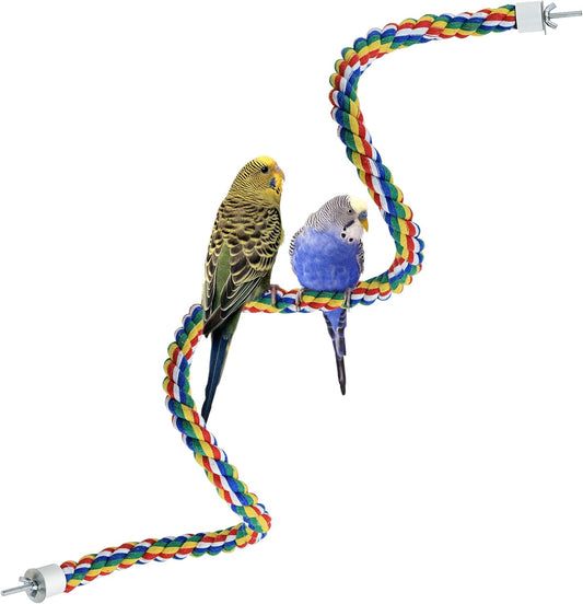 Bird Rope Perches for Parrots, Cockatiels, Parakeets, Budgie Cages Comfy Birds Colorful Rope Toy