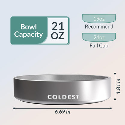 Coldest Dog Bowl - Anti Rust Metal, Non Slip, 3 Layers Insulated Stainless Steel Dog Bowls - Spill